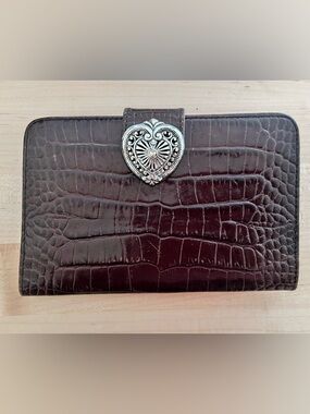 Brighton Bellissimo Croc Embossed Heart Bifold Wallet